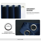 MIULEE Navy Blue Blackout Velvet Curtains Solid Soft Grommet Thermal Room Darkening Curtains Drapes 2 Panels - Miulee